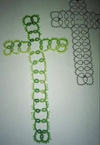 My finished first completed tatting project! Yes, I have a long way to go. But completing it is a big accomplishment